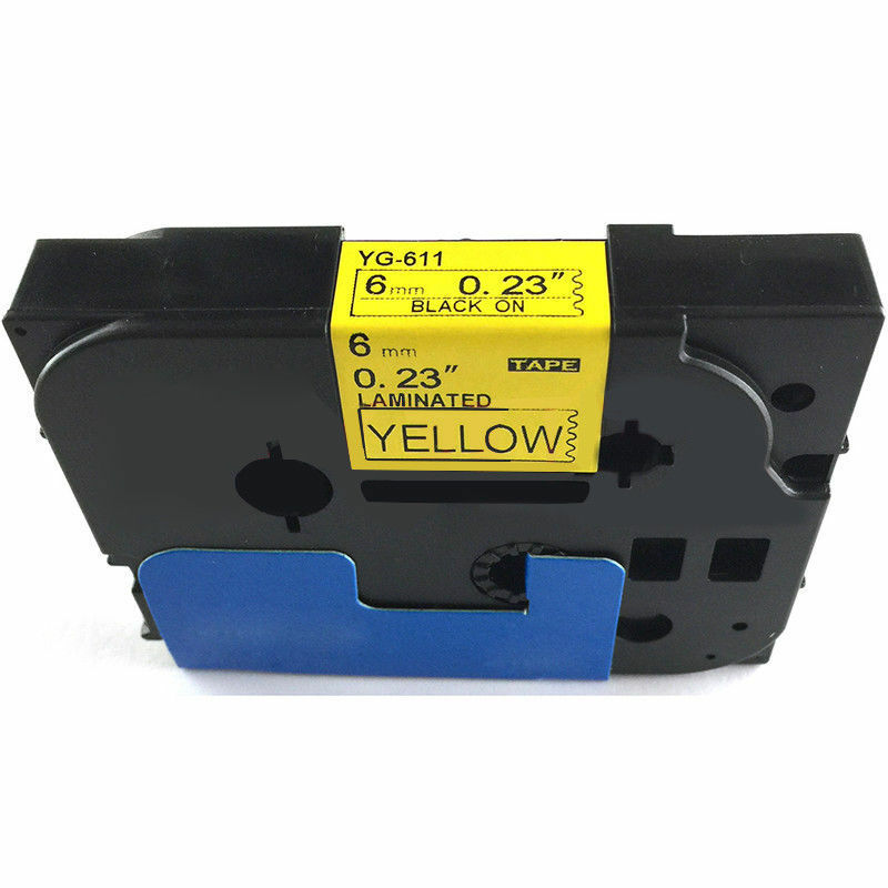 Fit for Brother P-Touch Laminated Tze Tz Label Tape 6mm Black on Yellow