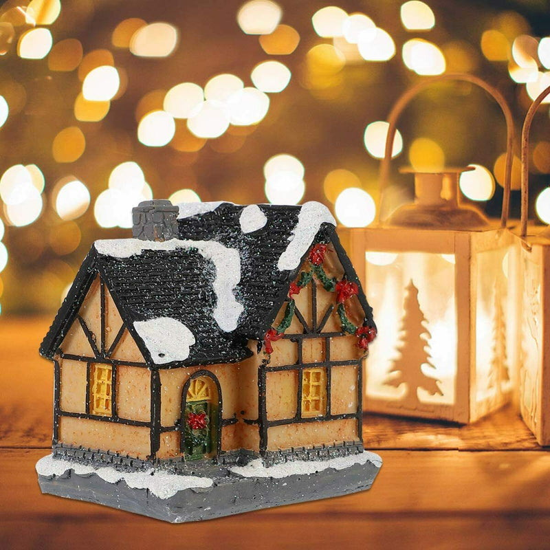 Resin Christmas Village Houses with LED Xmas Holiday Decoration Ornaments Gift