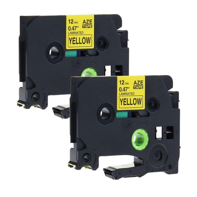 2PK Black on Yellow Label Tape Fit for Brother TZe 631 Tz 631 P-Touch 12mm 1/2"