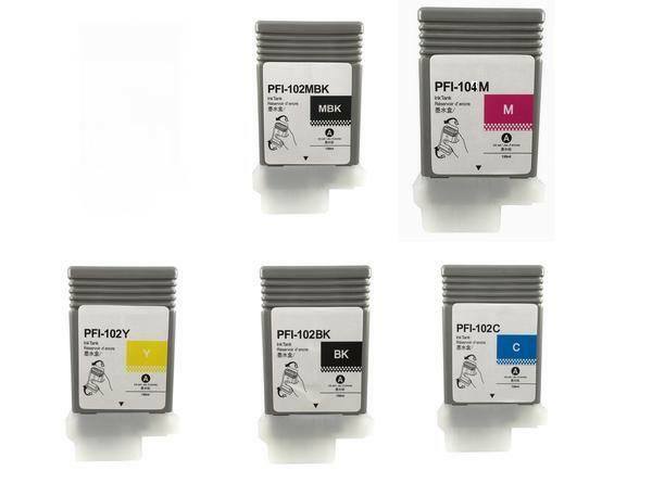 5 Compatible Canon ipf 650 655 750 755 760 765 PFI-102 pfi 104 INK imagePROGRAF