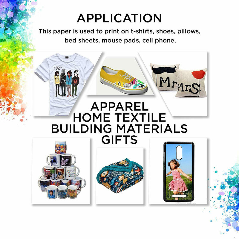 100 Sheet A4 Dye Sublimation Printer Heat Transfer Paper for Polyester Cotton US
