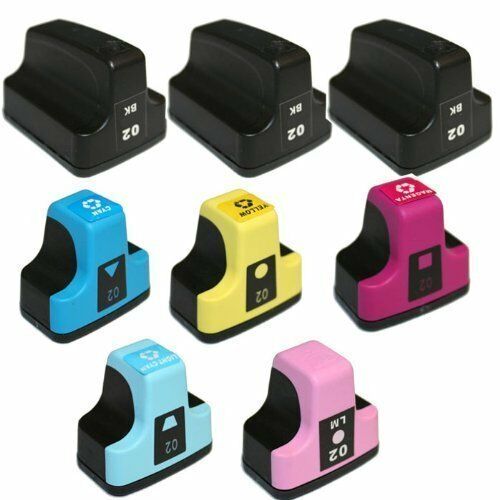 8P Ink Cartridges Comp For HP02 #02 PhotoSmart C7180 C7280 D7460 D7160 C8150
