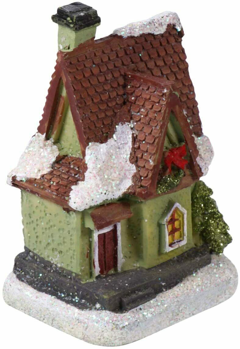 Resin Christmas Village Houses with LED Xmas Holiday Decoration Ornaments Gift