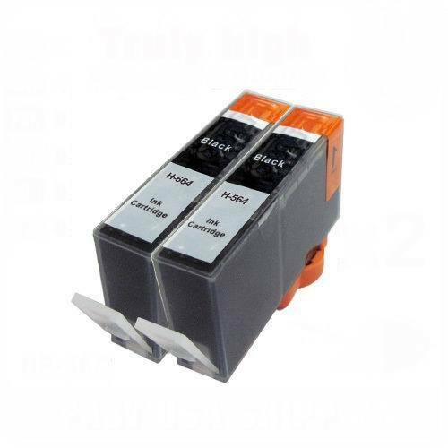2 PK Non-oem HP 564 BLACK Photosmart C309a C410a D5460 D7560 B8550 wCHIP
