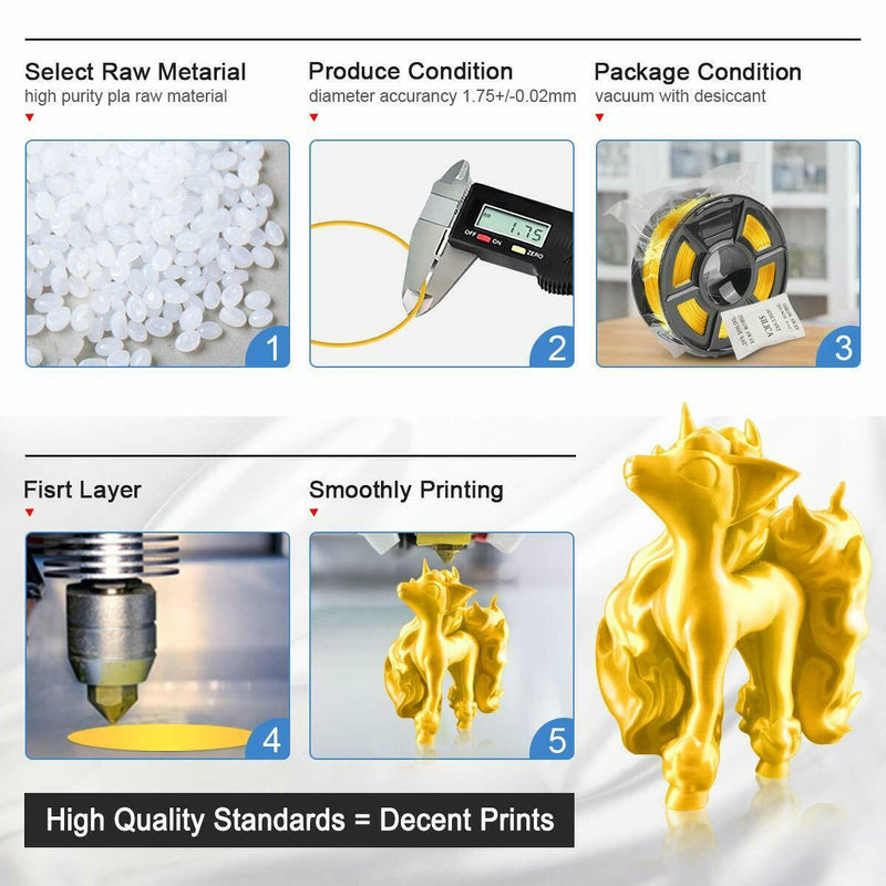 PLA Silk Gold Filament 1.75mm 3D Printer Filament 2.2 LBS Spool 3D Printing