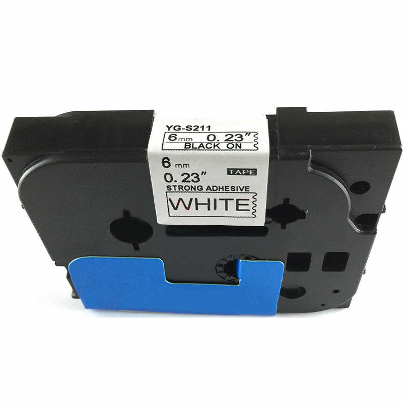 Fit for Brother P-Touch Laminated Tze Tz Label Tape 6mm Black on White
