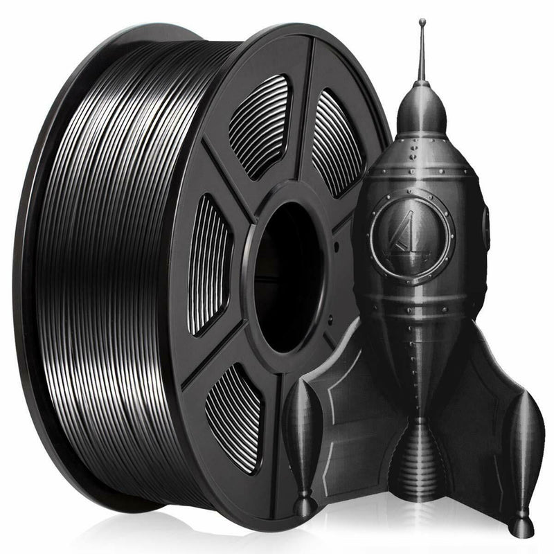 PLA Silk Black Filament 1.75mm 3D Printer Filament 2.2 LBS Spool 3D Printing