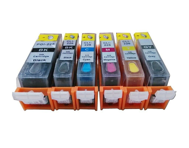 6 Canon Refillable Ink PGI-220 CLI221 MX860 MX870 MP620 Grey included