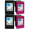 4 Pack Compatible 60XL Black+Tri-Color Ink Cartridge for HP Deskjet D1660 F2480