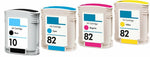 4 PACK Comp ink cartridges HP 82 C4911A C4912A C4913A Color Ink C4844A