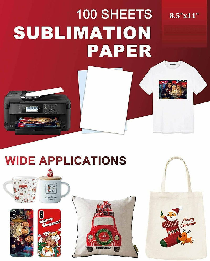 100 Sheet A4 Dye Sublimation Printer Heat Transfer Paper for Polyester Cotton US