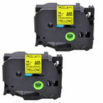 2PK Compatible TZe241 Black/Yellow Label Tape for Brother P-Touch 18mm Laminated