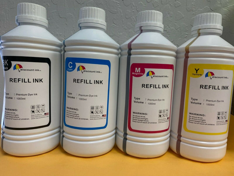 4X1000ml Refill ink for Refillable Cartridges CIS CISS Bk Y M C