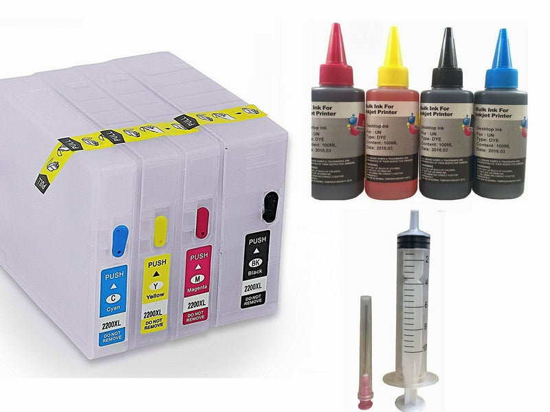 Empty Refillable Cartridges for Canon PGI-2200 PGI2200 Plus 4x100ml Pigment Ink