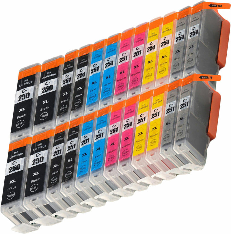 24pk value pack fit Canon PGI-250XL CLI-251XL Gray Ink Cartridge MG7120 MG6320