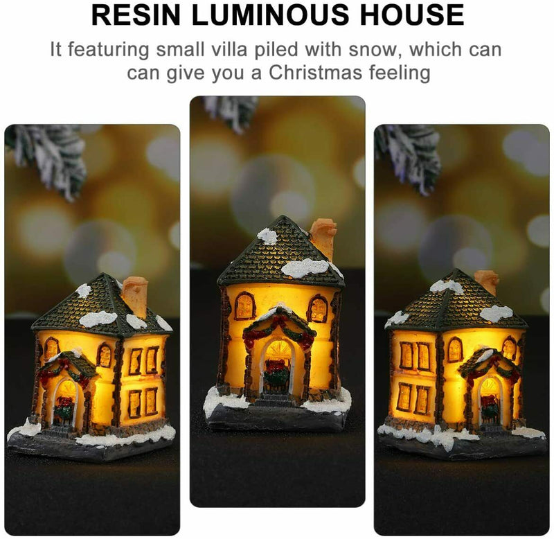 Resin Christmas Village Houses with LED Xmas Holiday Decoration Ornaments Gift