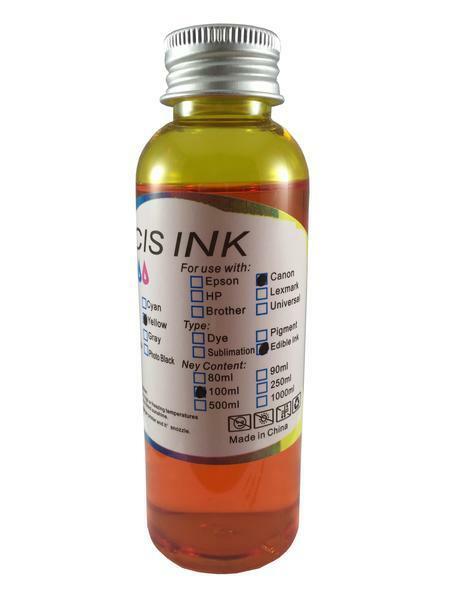 Yellow Edible Ink Refill Kit for Canon Epson Brother Printers 250ml Ink Bottle