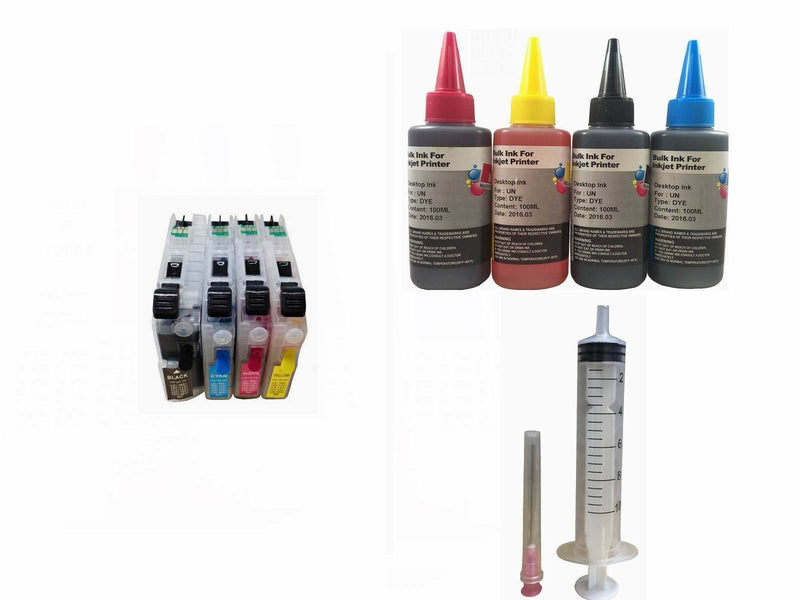 4 Empty Refillable cartridge comp For Brother LC103 J4510DW J6920DW 400ml ink