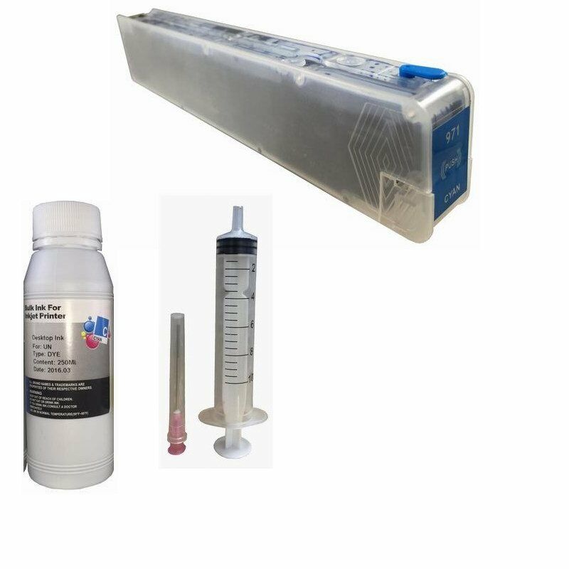 Refillable Ink Cartridge compatible for HP 971XL Cyan for X551dw X576dw