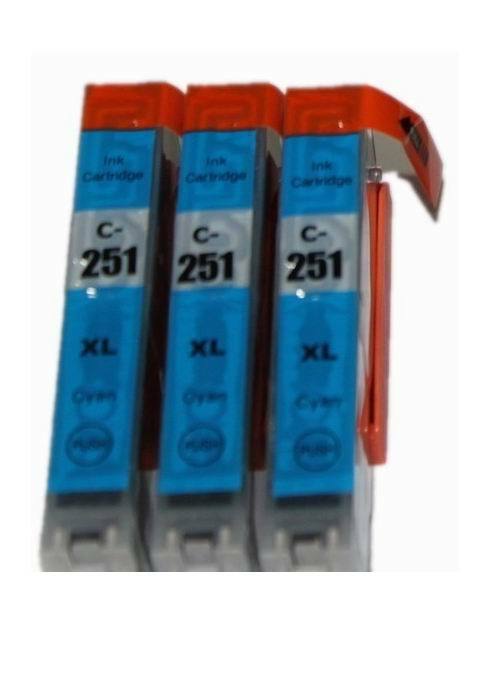 3pk CLI-251XL Cyan Ink For Canon PIXMA MG5420 MG5422 MG5520 MB281 MG1085
