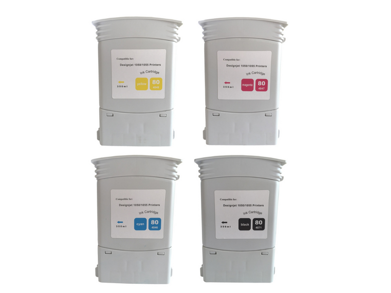 4 pack Combo 80 New Compatible ink cartridge for HP DesignJet 1000/1050/1055