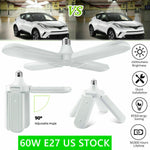 2Pcs Long Panel Garage 60W LED Deformable Lights Lamp Ceiling Fixture Bulb 6500K