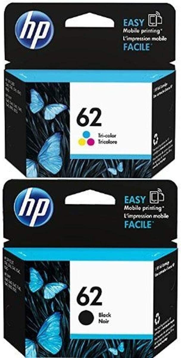 Genuine HP 62 Black & Tri-Color Original Ink Cartridge 2 Pack N9H64FN EXP 2023
