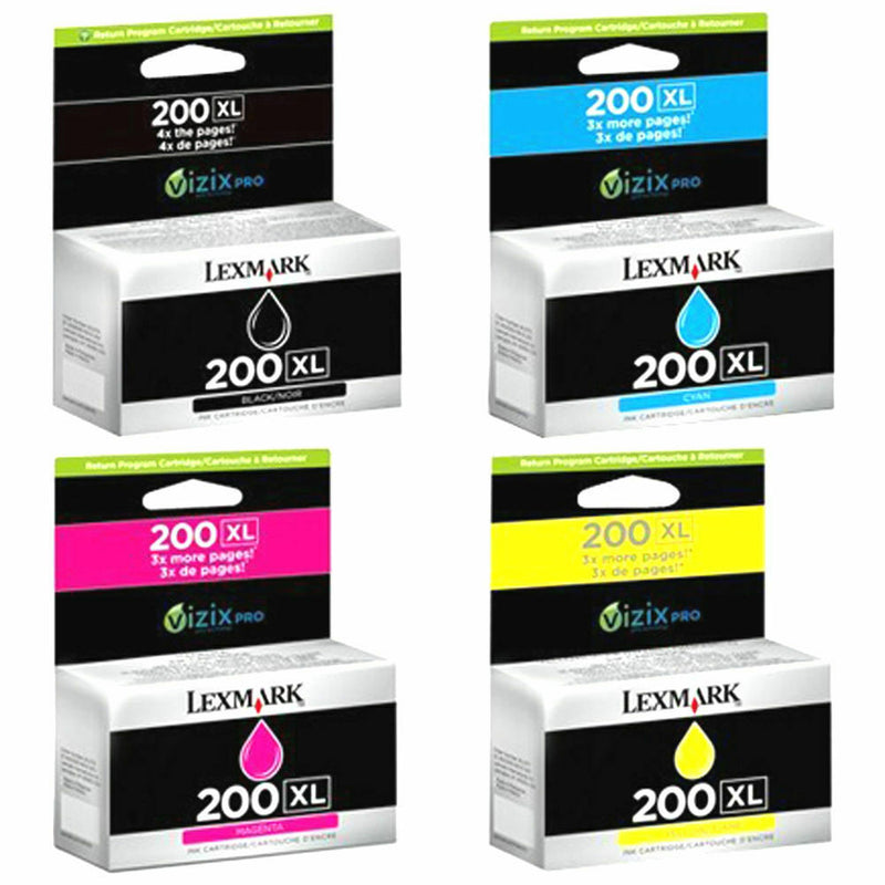 Lexmark Genuine 200XL B C M Y Ink Cartridges Pro 4000 5000 5500